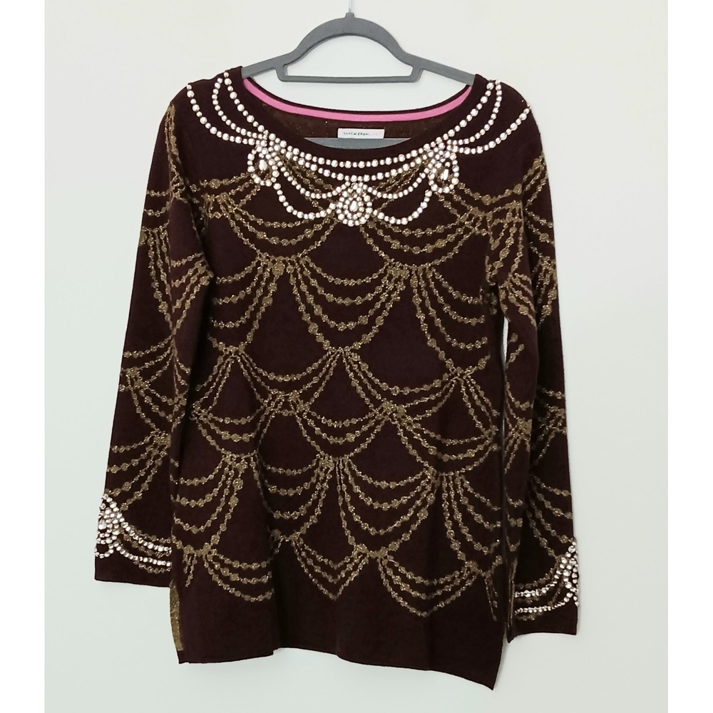 Isaac Mizrahi Live! Sweater Women's Size‎ SP Petite Jacquard w/ Metallic Detail